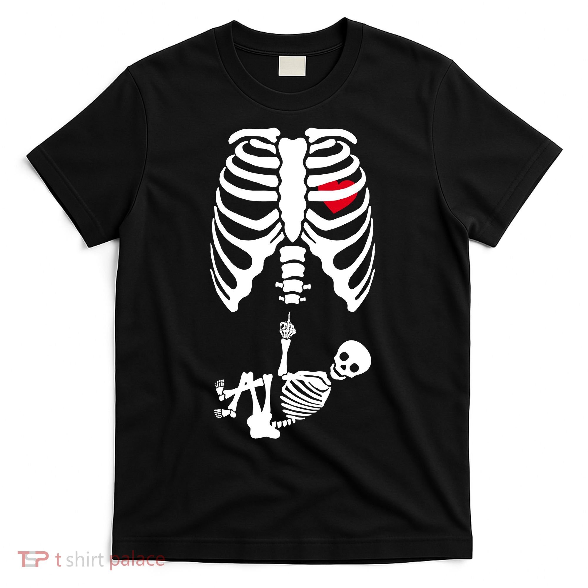 Pregnant Skeleton Baby Middle Finger Costume T-Shirt