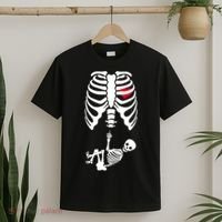 Pregnant Skeleton Baby Middle Finger Costume T-Shirt thumb 2