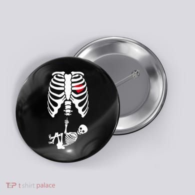 Pregnant Skeleton Baby Middle Finger Costume Button