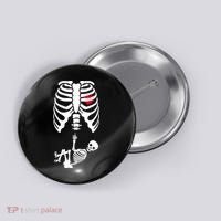 Pregnant Skeleton Baby Middle Finger Costume Button thumb 0