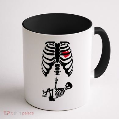 Pregnant Skeleton Baby Middle Finger Costume Coffee Mug back