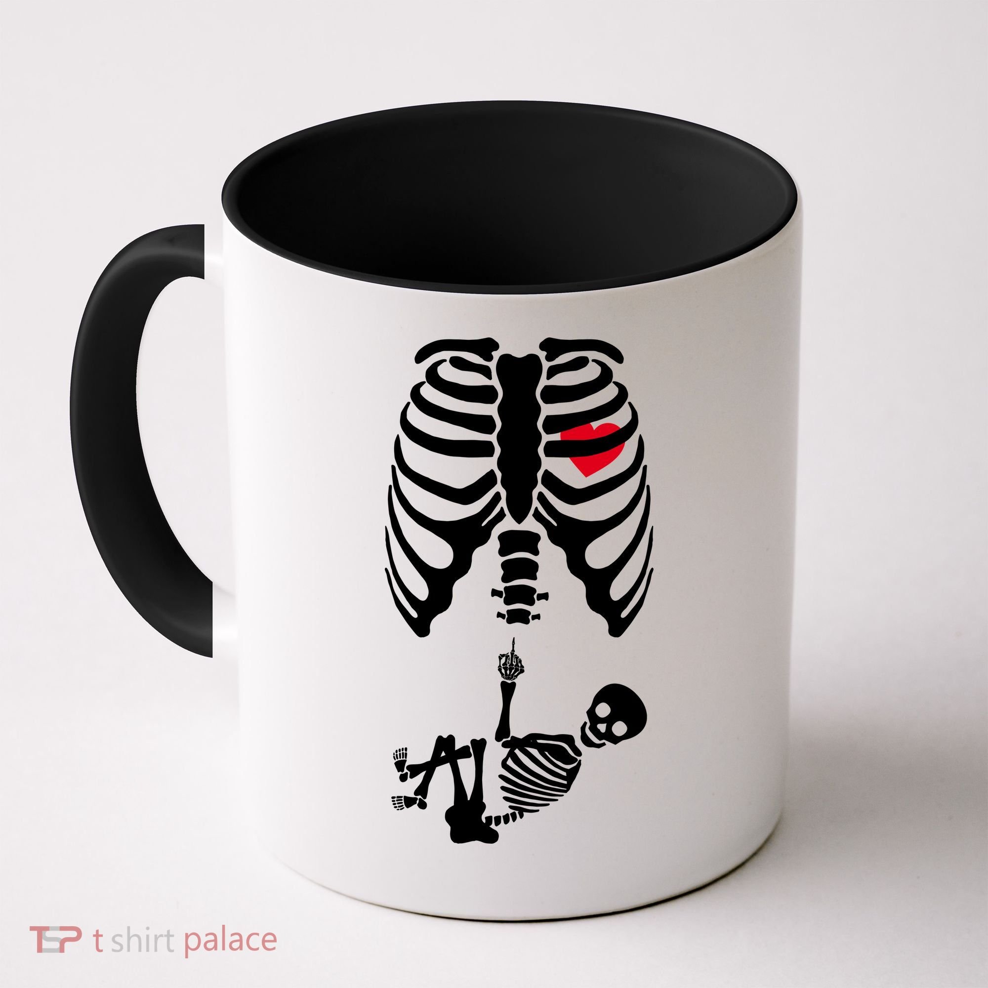 Pregnant Skeleton Baby Middle Finger Costume Coffee Mug