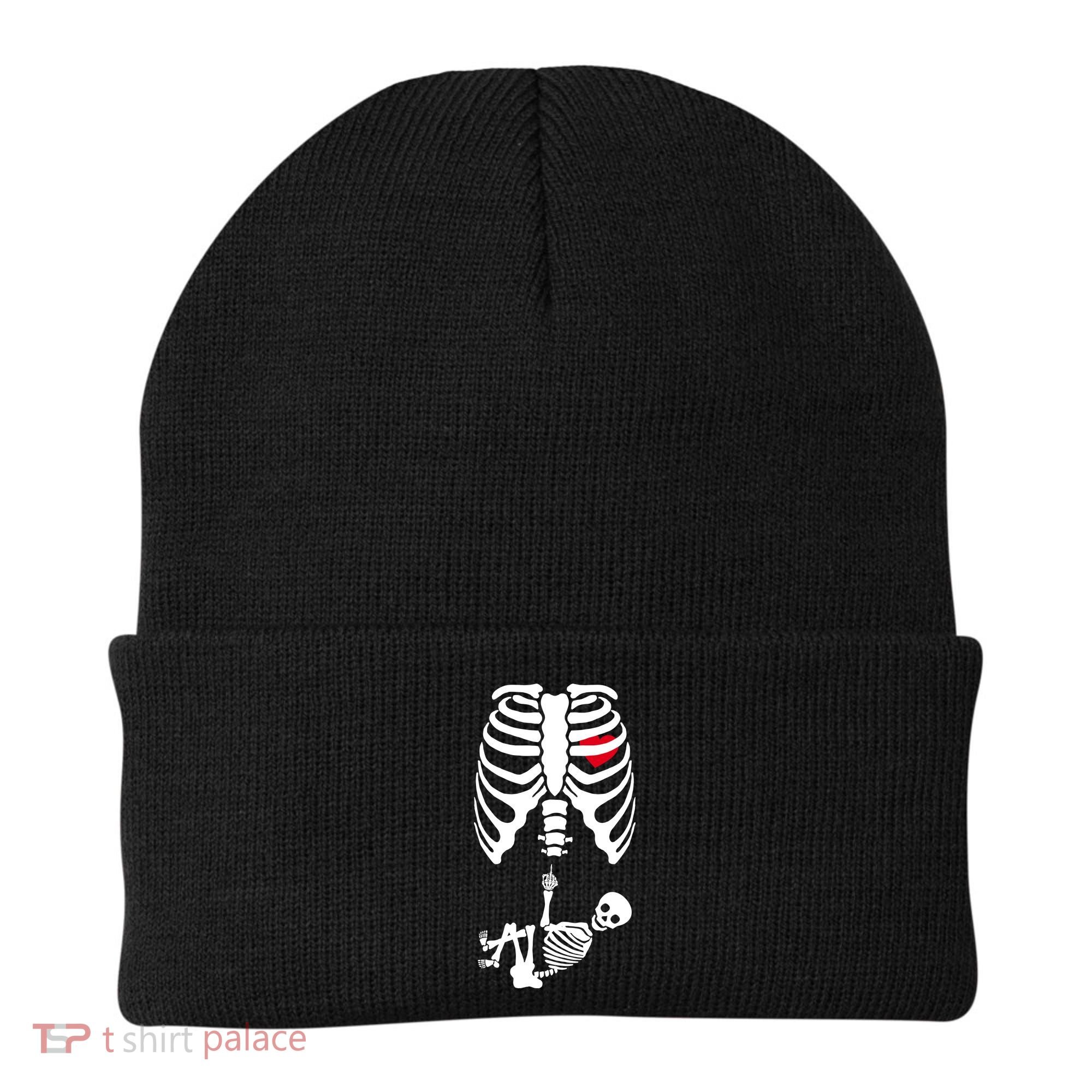 Pregnant Skeleton Baby Middle Finger Costume Beanie