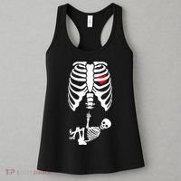 Pregnant Skeleton Baby Middle Finger Costume Women's Tank Top thumb 3