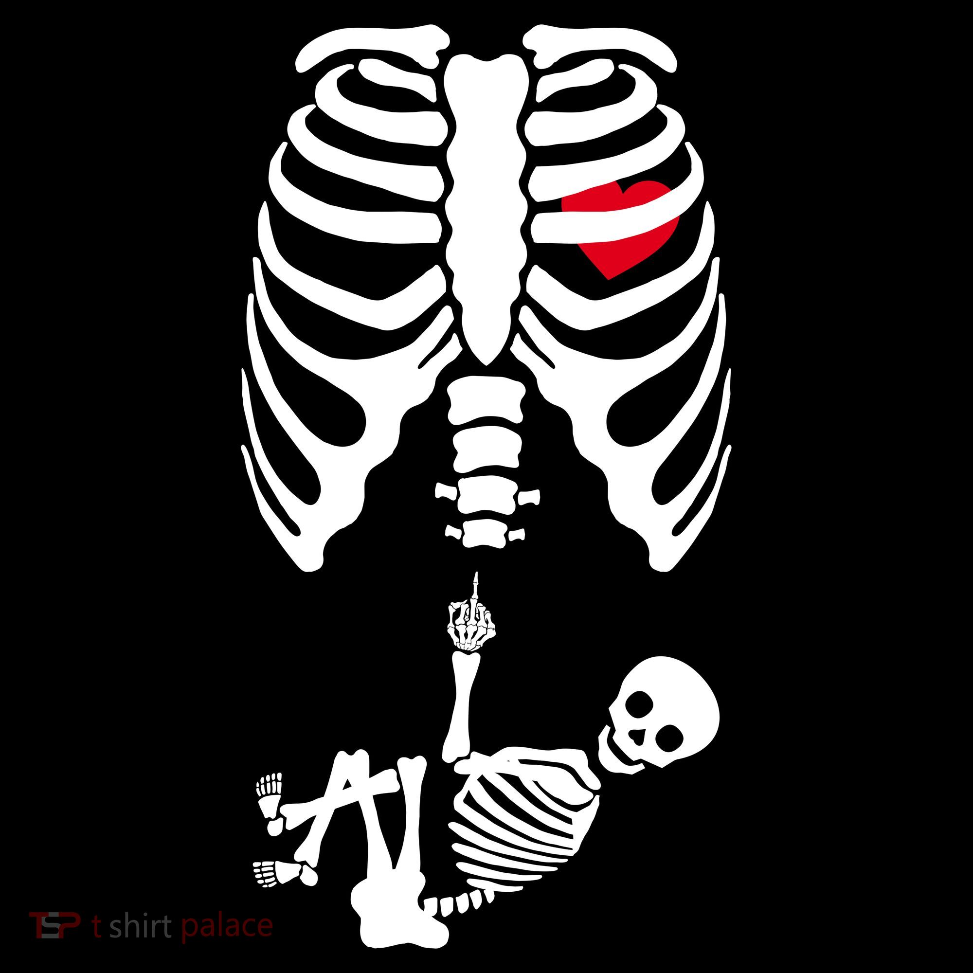 Pregnant Skeleton Baby Middle Finger Costume Women's Tank Top