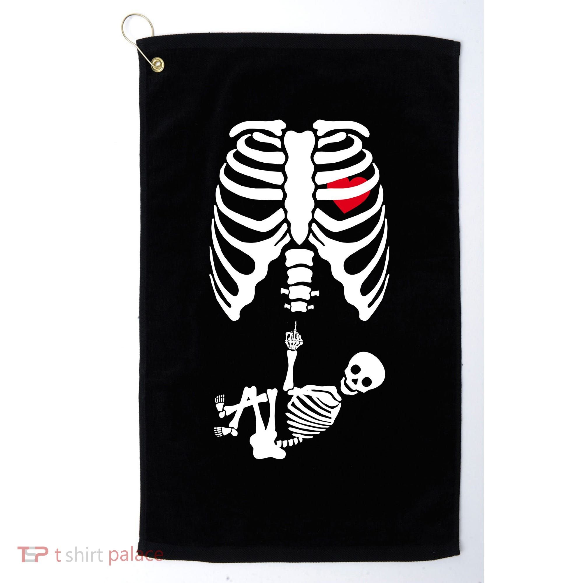 Pregnant Skeleton Baby Middle Finger Costume Golf Towel