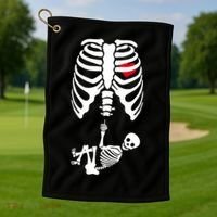 Pregnant Skeleton Baby Middle Finger Costume Golf Towel thumb 1