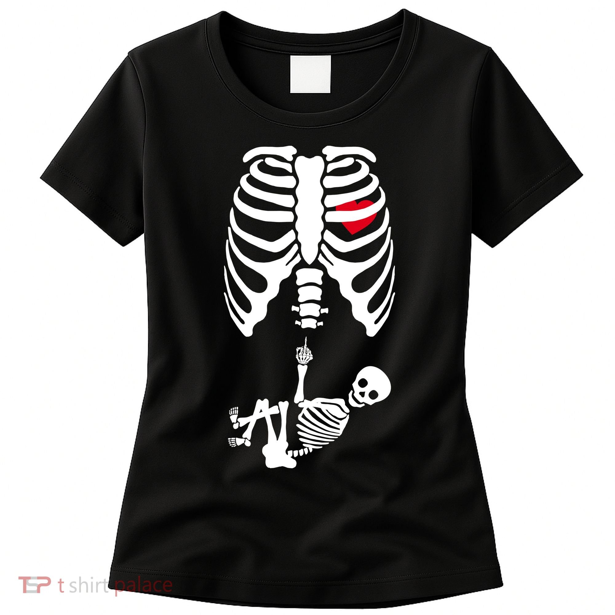 Pregnant Skeleton Baby Middle Finger Costume Women's T-Shirt