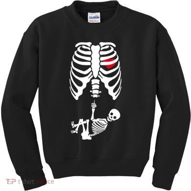 Pregnant Skeleton Baby Middle Finger Costume Kids Sweatshirt