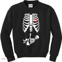Pregnant Skeleton Baby Middle Finger Costume Kids Sweatshirt thumb 0