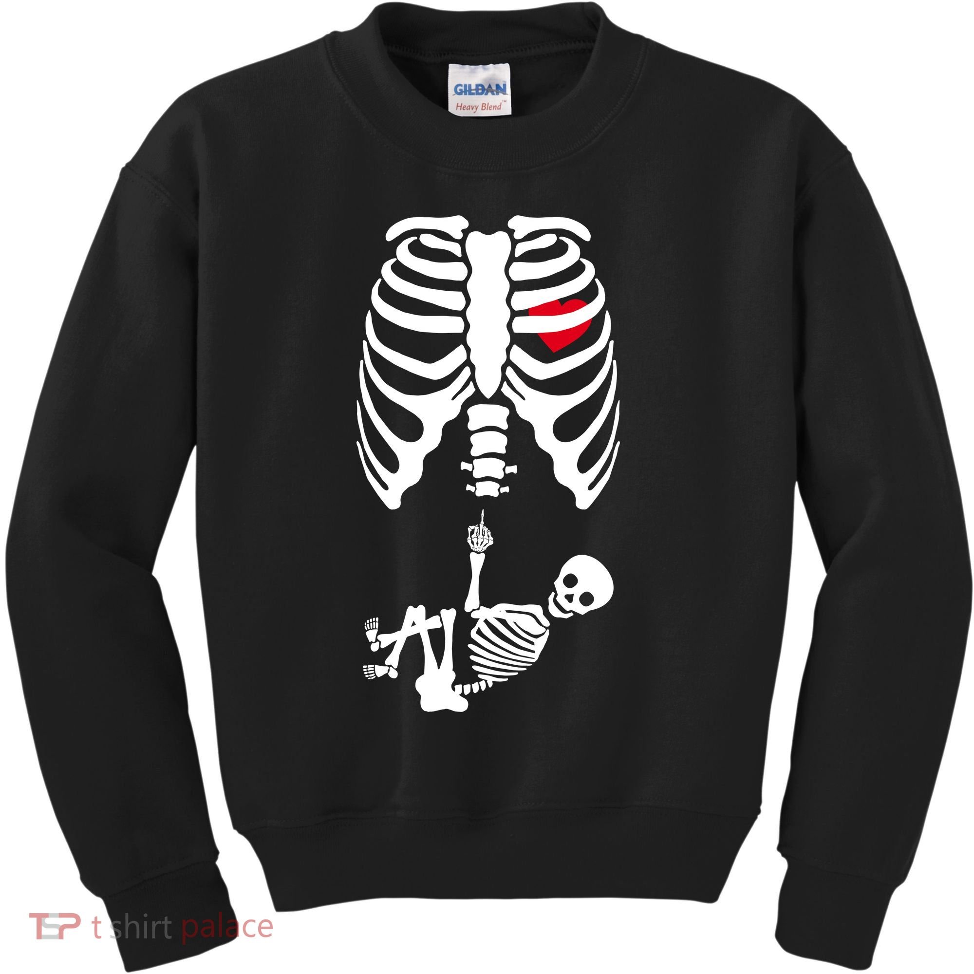 Pregnant Skeleton Baby Middle Finger Costume Kids Sweatshirt