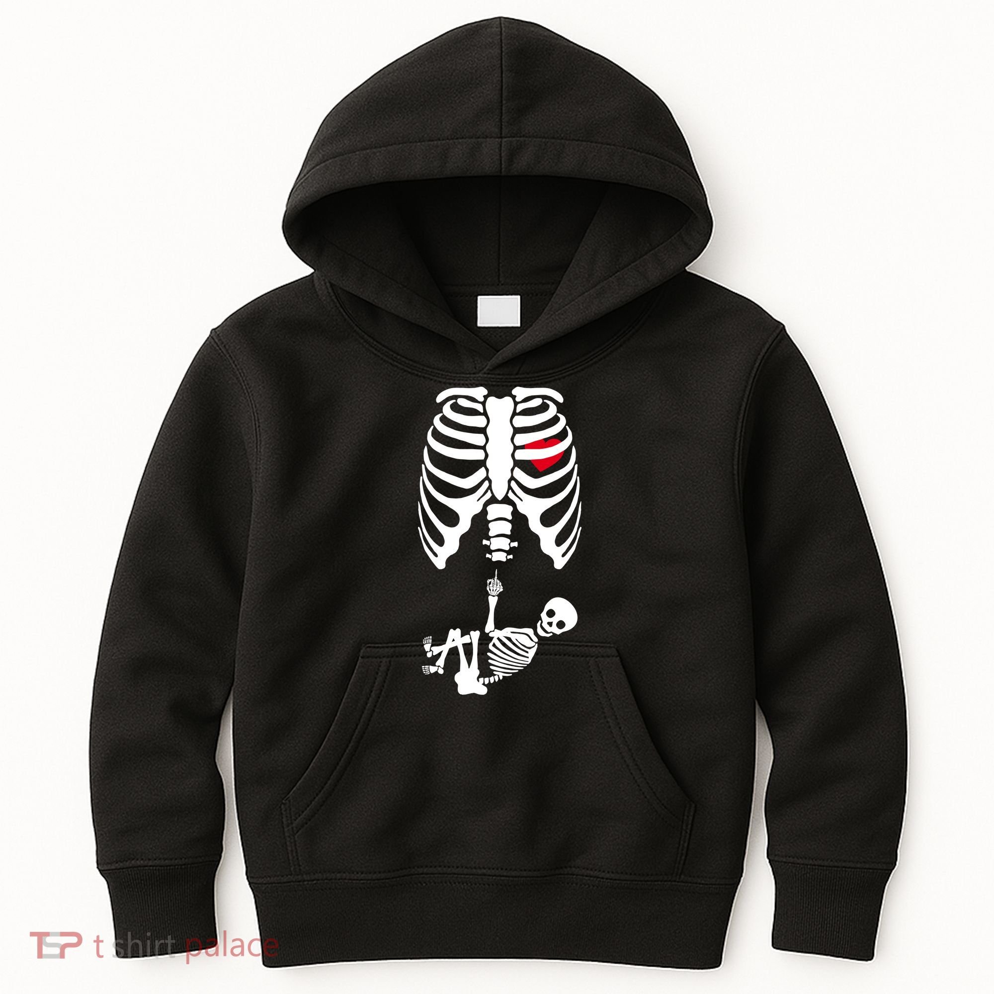 Pregnant Skeleton Baby Middle Finger Costume Kids Hoodie