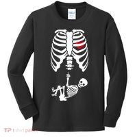 Pregnant Skeleton Baby Middle Finger Costume Kids Long Sleeve Shirt thumb 0