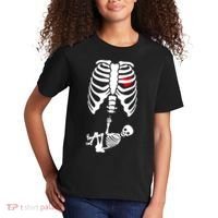 Pregnant Skeleton Baby Middle Finger Costume Kids T-Shirt thumb 2