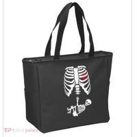 Pregnant Skeleton Baby Middle Finger Costume Tote Bag thumb 2