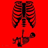 Pregnant Skeleton Baby Middle Finger Costume Santa Hat thumb 1
