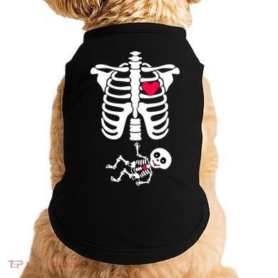 Pregnant Skeleton Ribcage with Baby Costume Doggie Tank