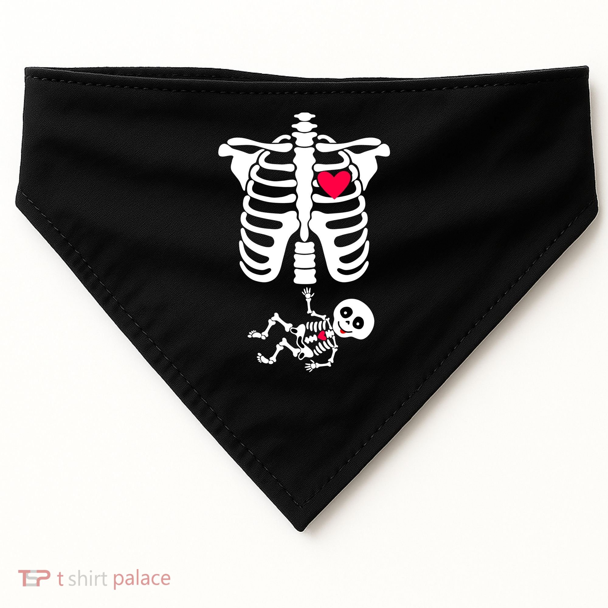 Pregnant Skeleton Ribcage with Baby Costume USA-Made Doggie Bandana