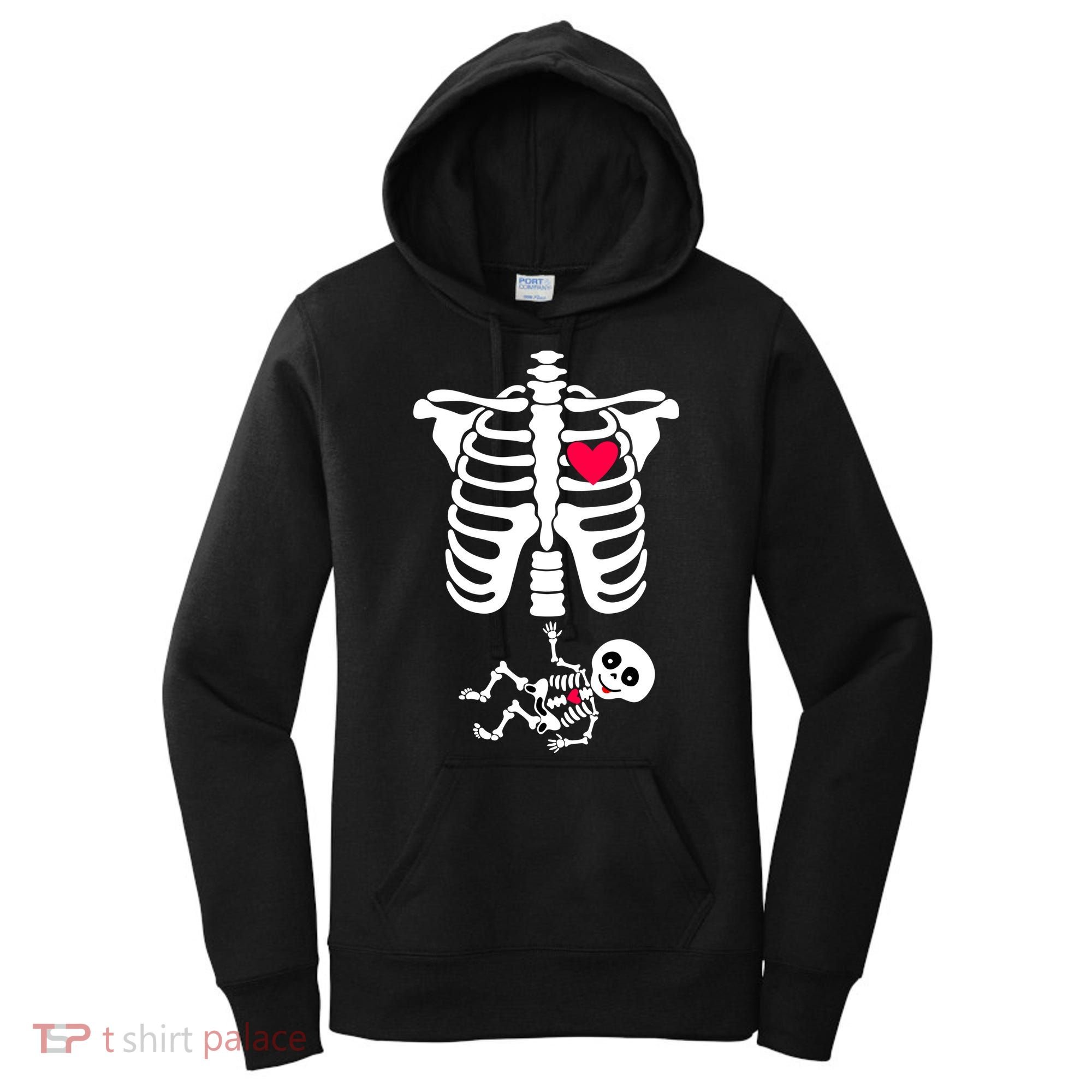 Pregnant Skeleton Ribcage with Baby Costume Women's Hoodie