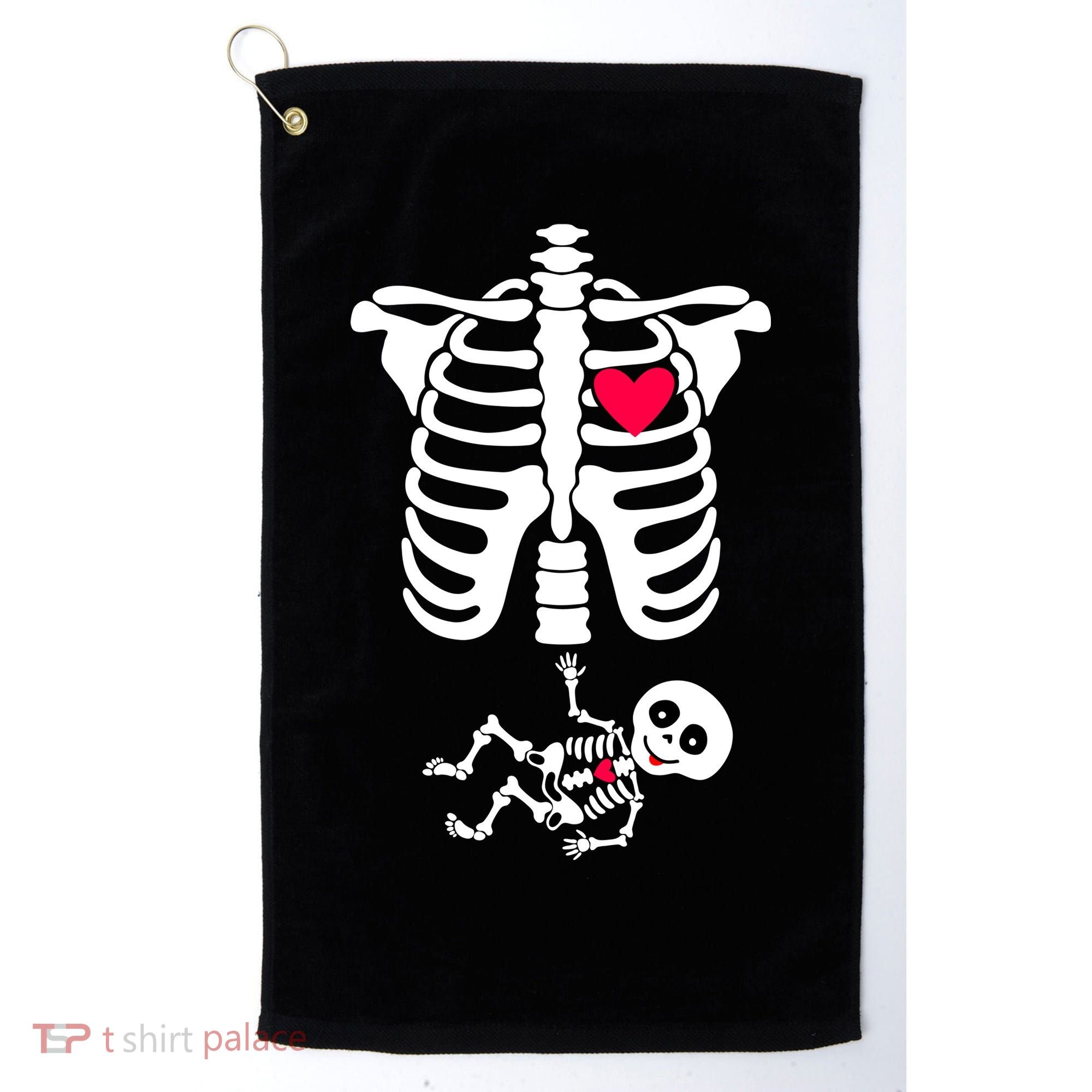 Pregnant Skeleton Ribcage with Baby Costume Golf Towel