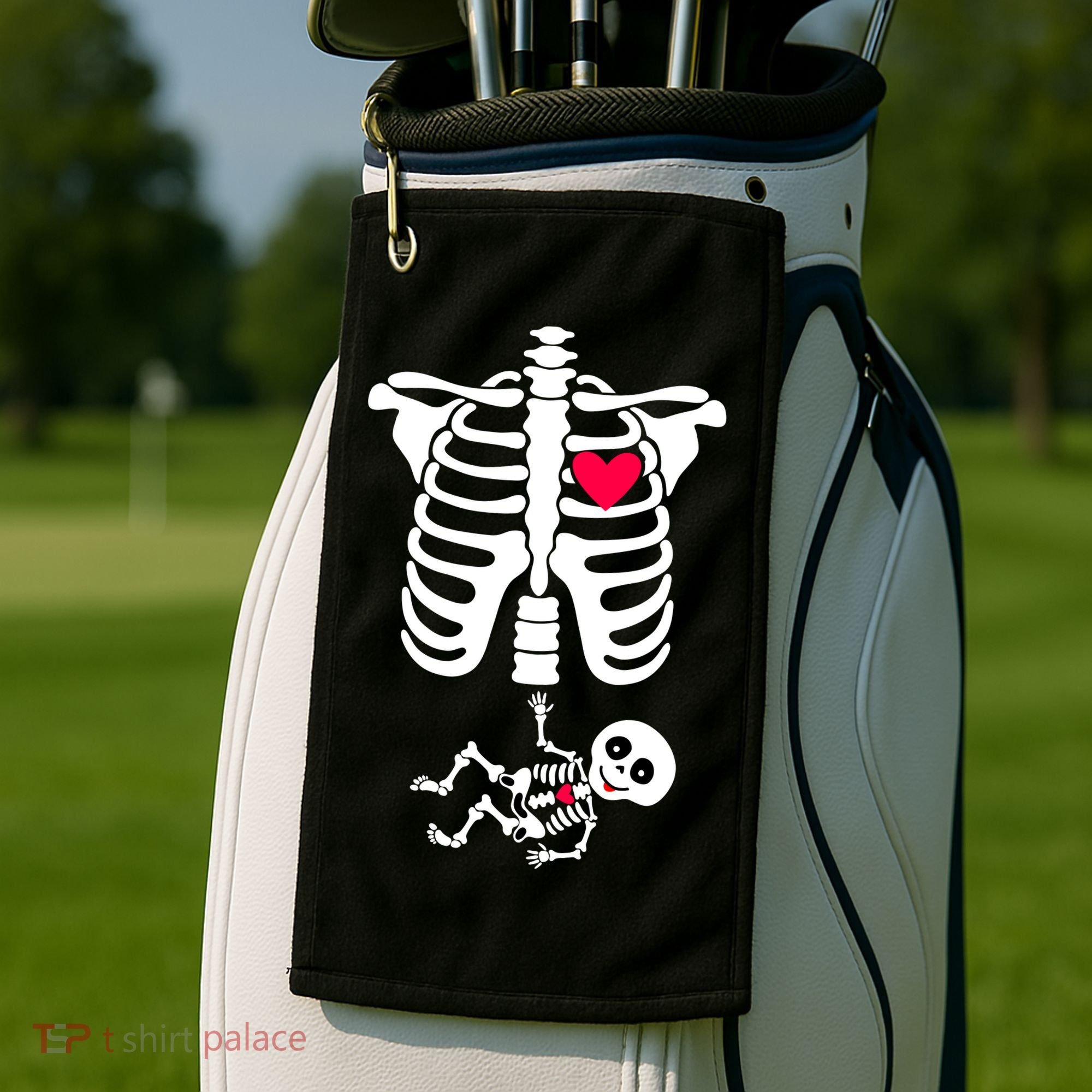 Pregnant Skeleton Ribcage with Baby Costume Golf Towel