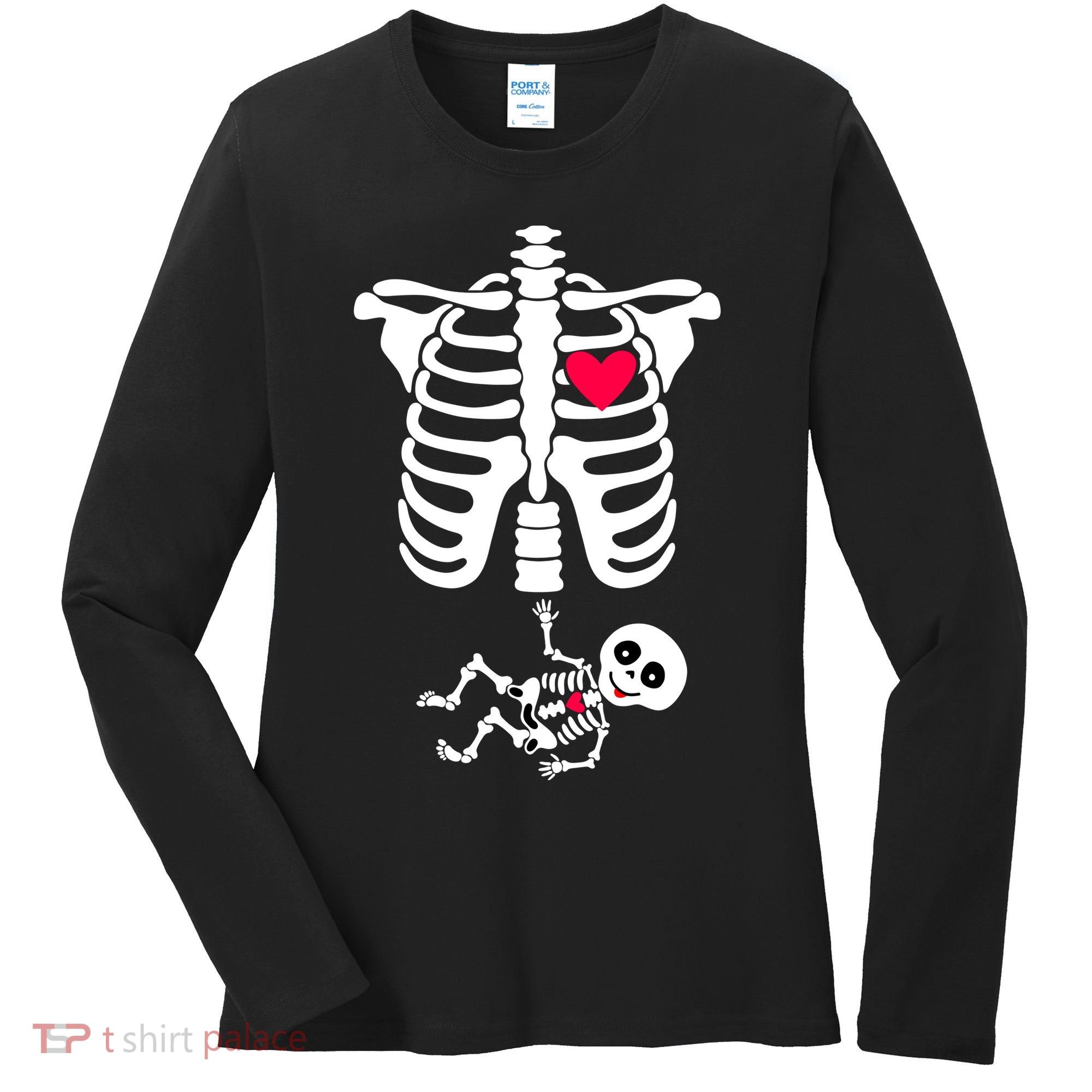 Pregnant Skeleton Ribcage with Baby Costume Women's Long Sleeve Shirt