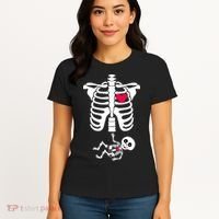 Pregnant Skeleton Ribcage with Baby Costume Women's T-Shirt thumb 4