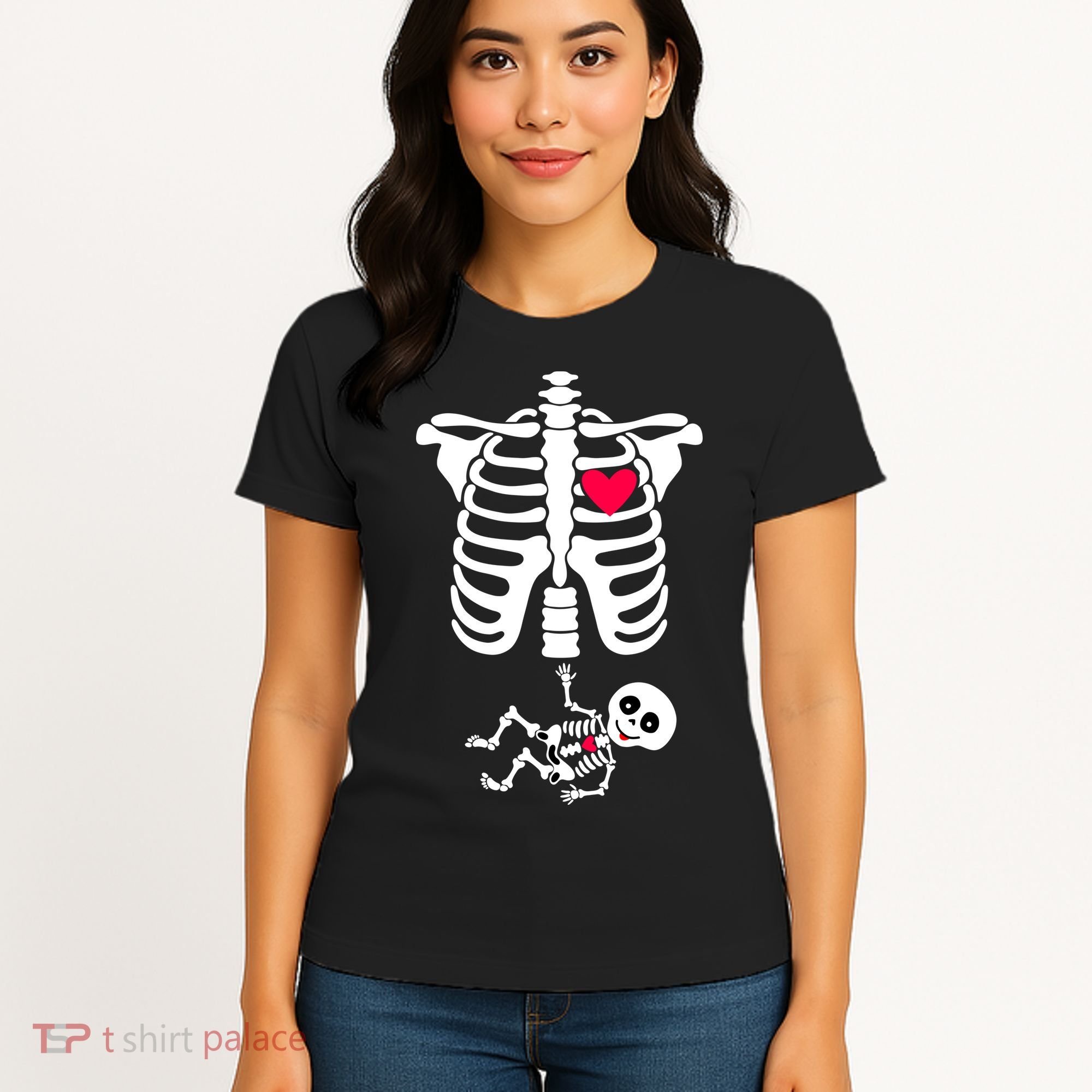 Pregnant Skeleton Ribcage with Baby Costume Women's T-Shirt
