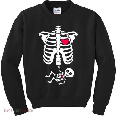 Pregnant Skeleton Ribcage with Baby Costume Kids Sweatshirt