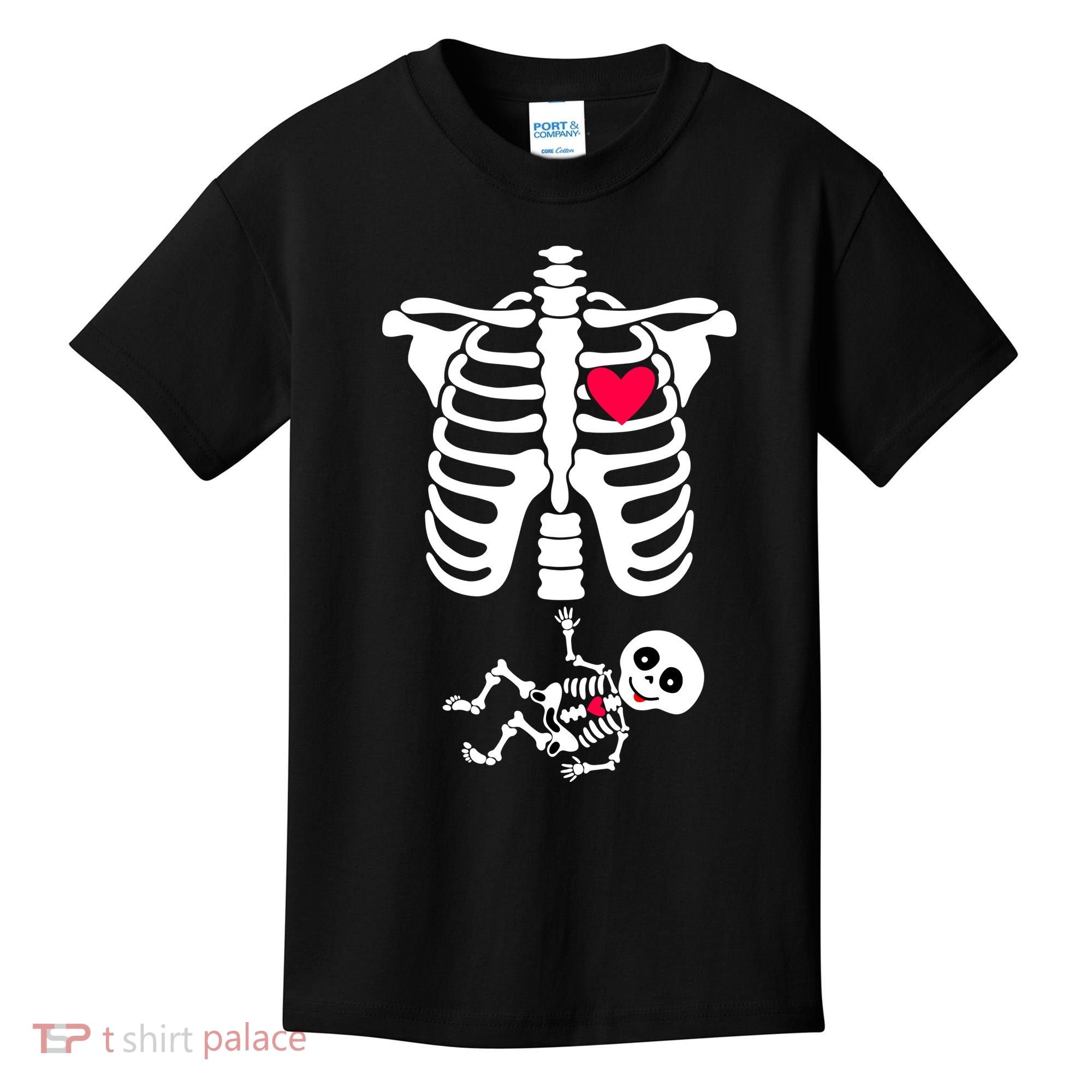 Pregnant Skeleton Ribcage with Baby Costume Kids T-Shirt