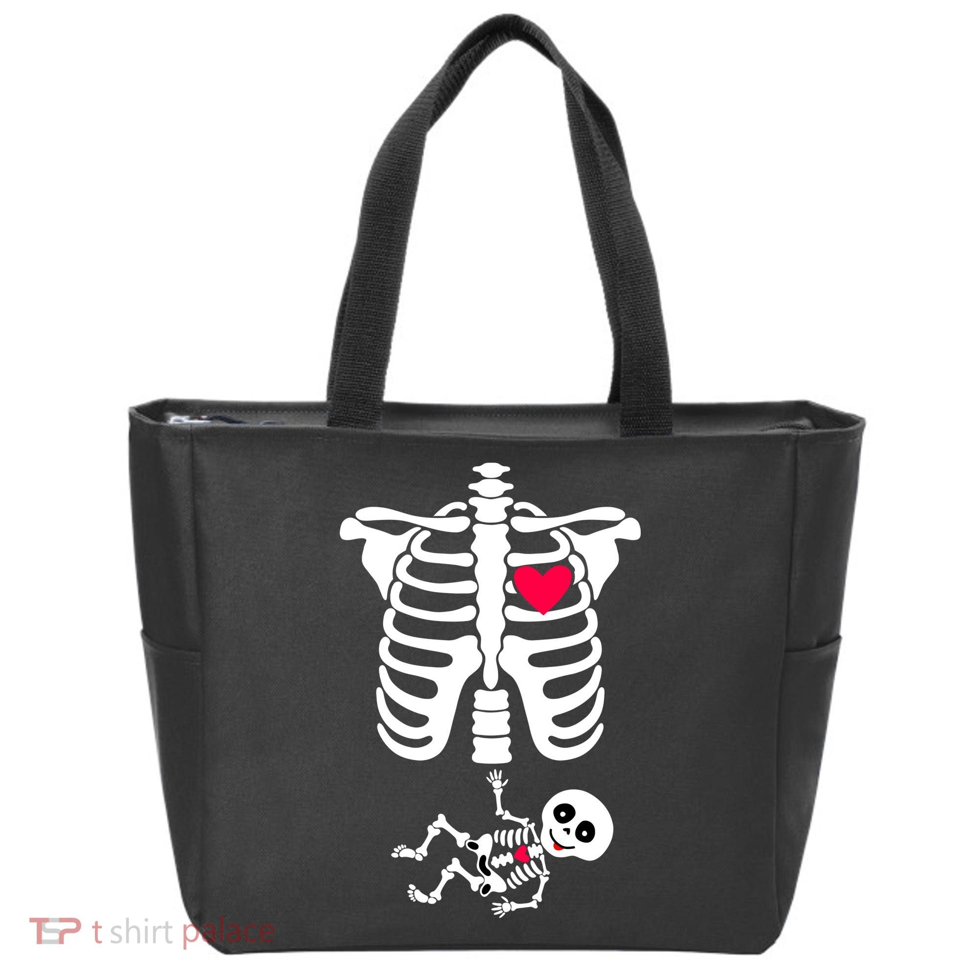 Pregnant Skeleton Ribcage with Baby Costume Tote Bag