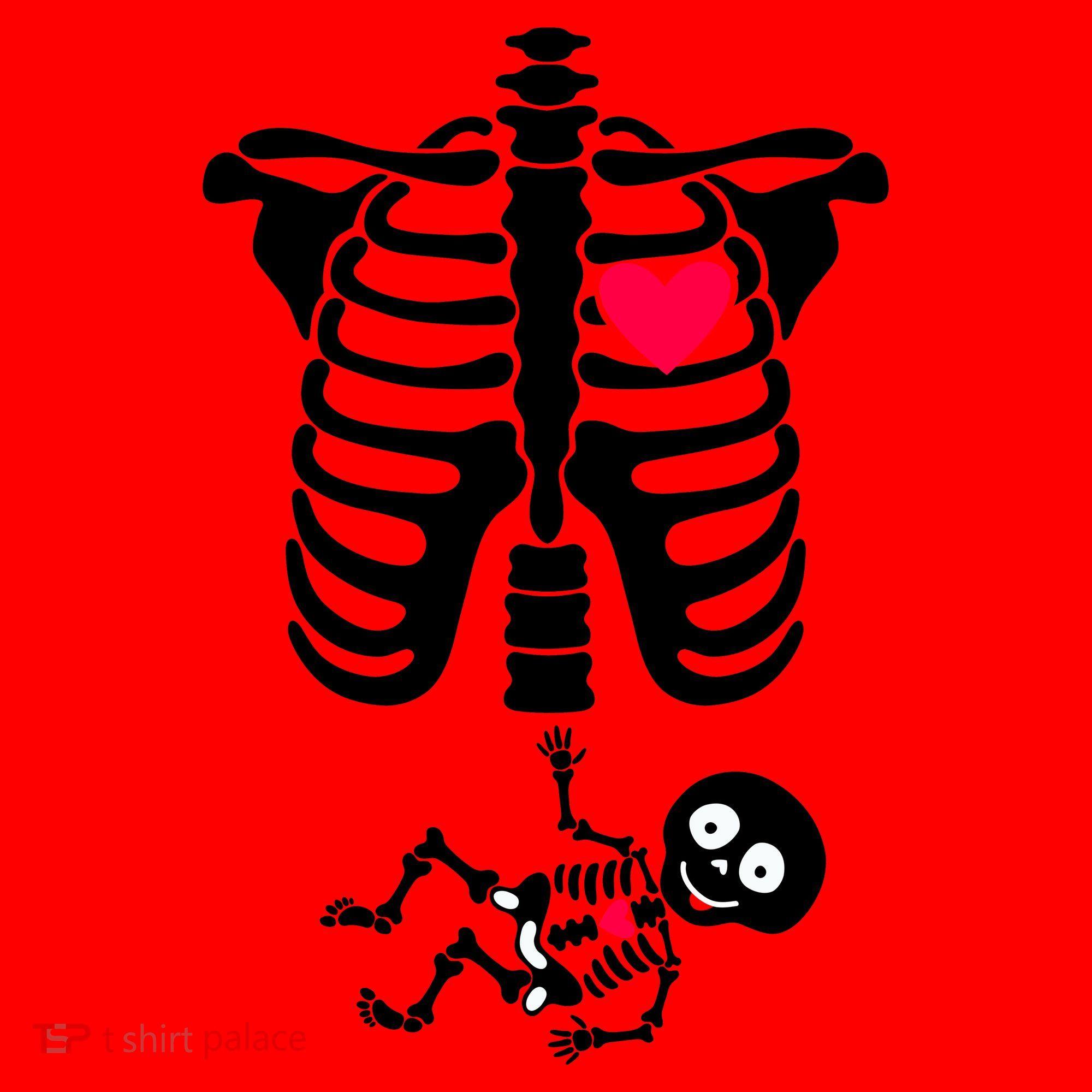 Pregnant Skeleton Ribcage with Baby Costume Santa Hat