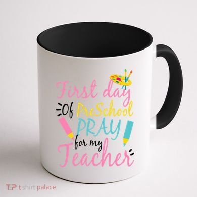 Preschool Pre K Pray For My Teacher Funny Coffee Mug back