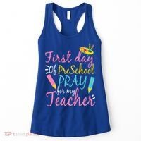 Preschool Pre K Pray For My Teacher Funny Women's Tank Top thumb 0