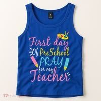 Preschool Pre K Pray For My Teacher Funny Tank Top thumb 2
