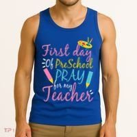 Preschool Pre K Pray For My Teacher Funny Tank Top thumb 3