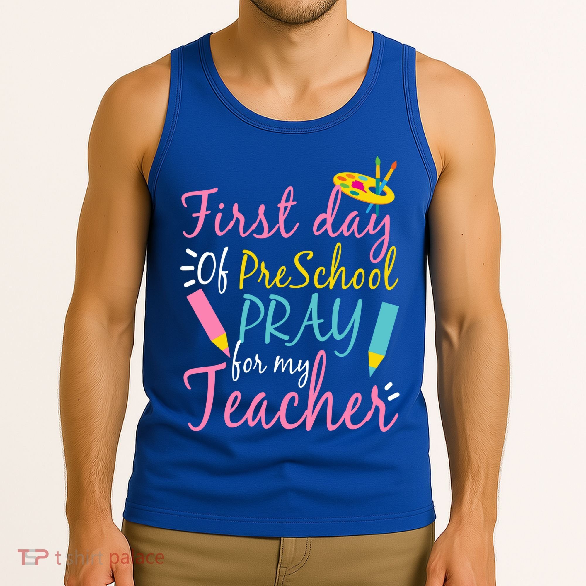 Preschool Pre K Pray For My Teacher Funny Tank Top