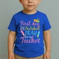 Preschool Pre K Pray For My Teacher Funny Toddler T-Shirt thumb 2
