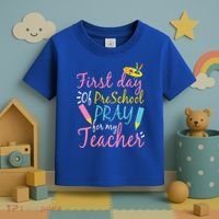 Preschool Pre K Pray For My Teacher Funny Toddler T-Shirt thumb 3