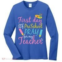 Preschool Pre K Pray For My Teacher Funny Women's Long Sleeve Shirt thumb 0