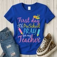 Preschool Pre K Pray For My Teacher Funny Women's T-Shirt thumb 3