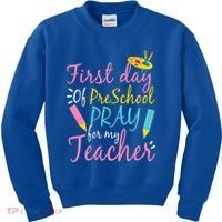 Preschool Pre K Pray For My Teacher Funny Kids Sweatshirt thumb 0