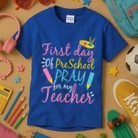Preschool Pre K Pray For My Teacher Funny Kids T-Shirt thumb 3