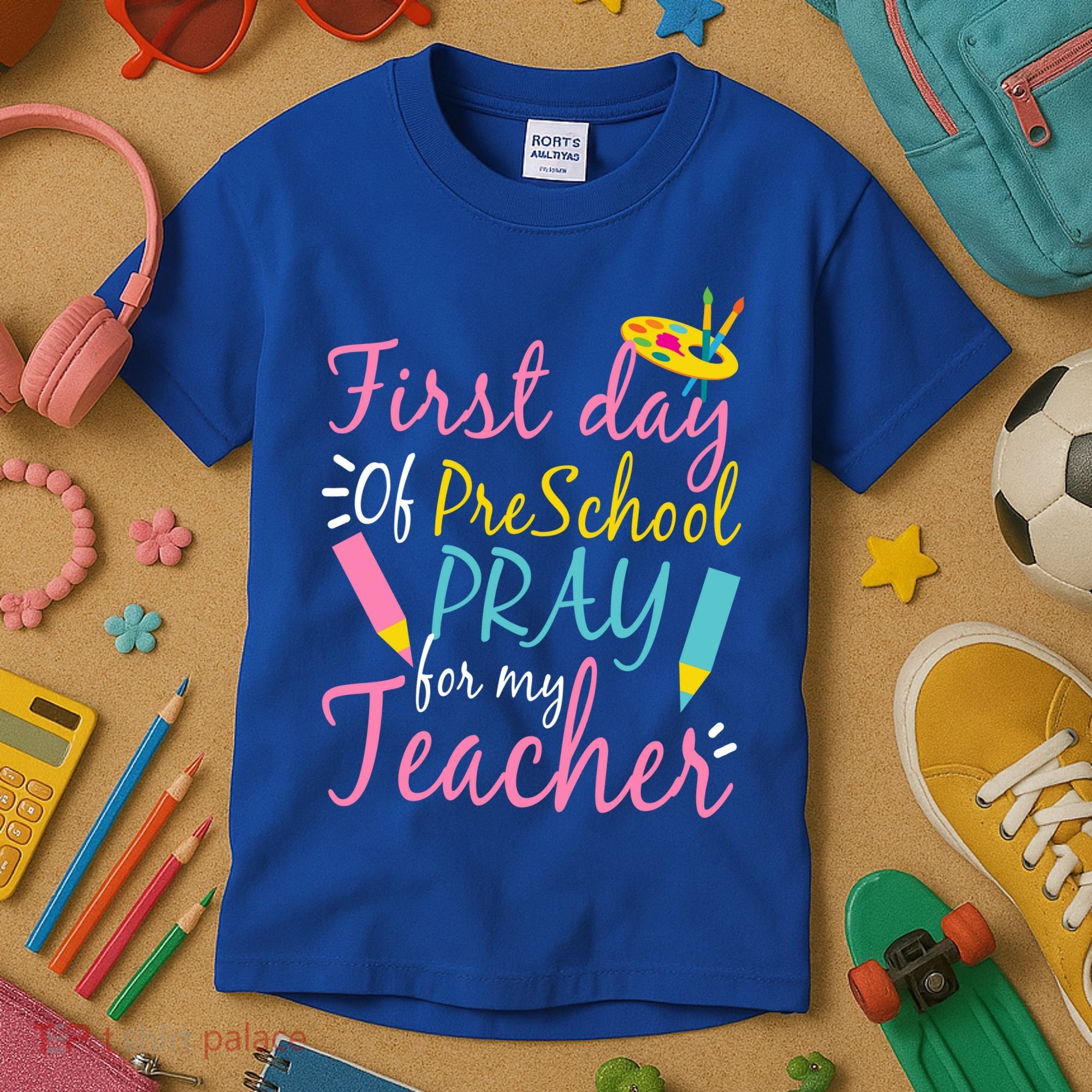 Preschool Pre K Pray For My Teacher Funny Kids T-Shirt