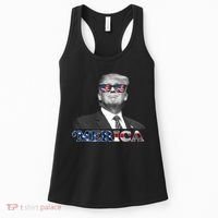 President Donald Trump Merica Patriotic USA Flag Women's Tank Top thumb 0