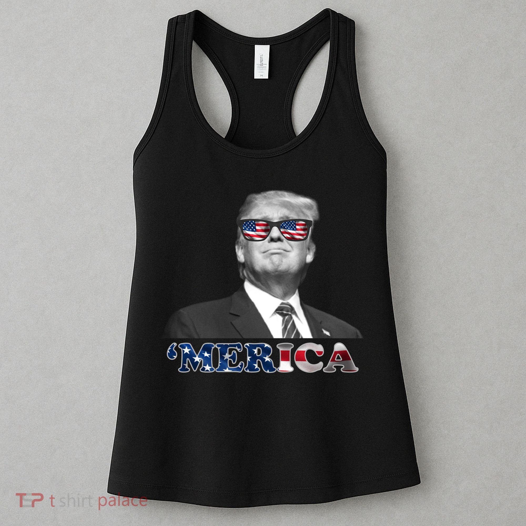President Donald Trump Merica Patriotic USA Flag Women's Tank Top