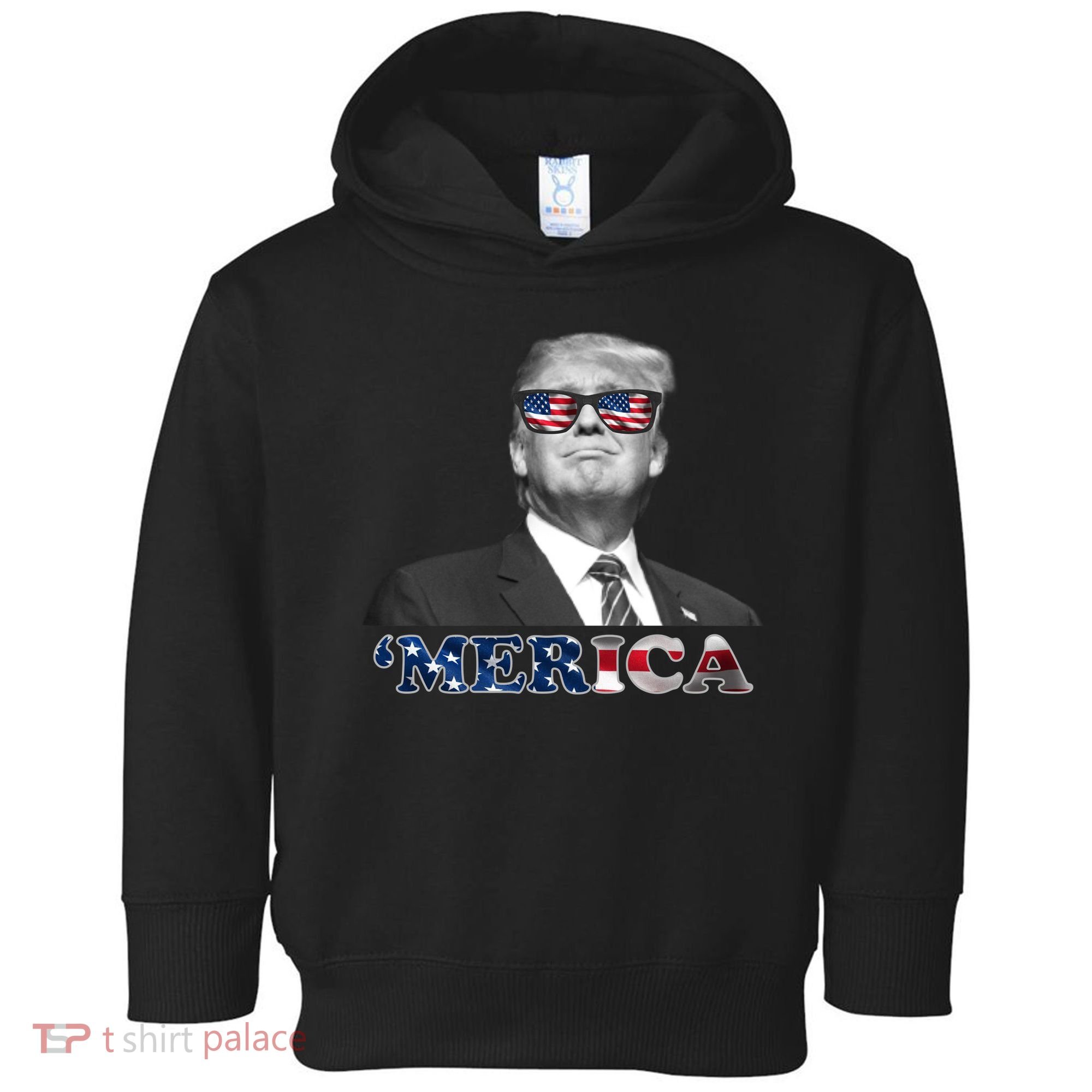 President Donald Trump Merica Patriotic USA Flag Toddler Hoodie