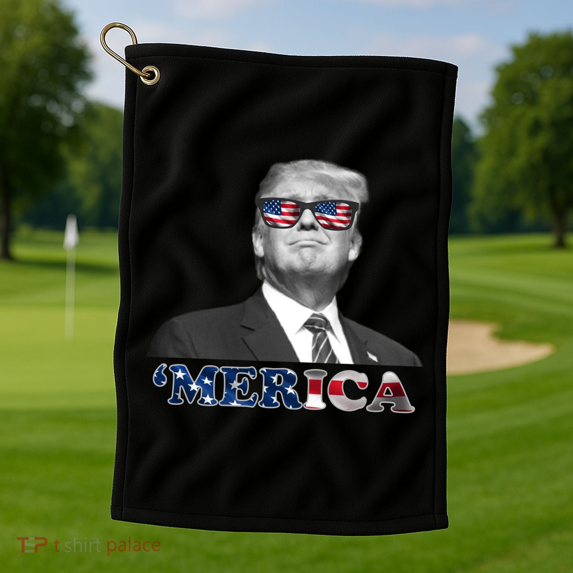 President Donald Trump Merica Patriotic USA Flag Golf Towel