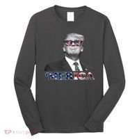 President Donald Trump Merica Patriotic USA Flag Long Sleeve Shirt thumb 0