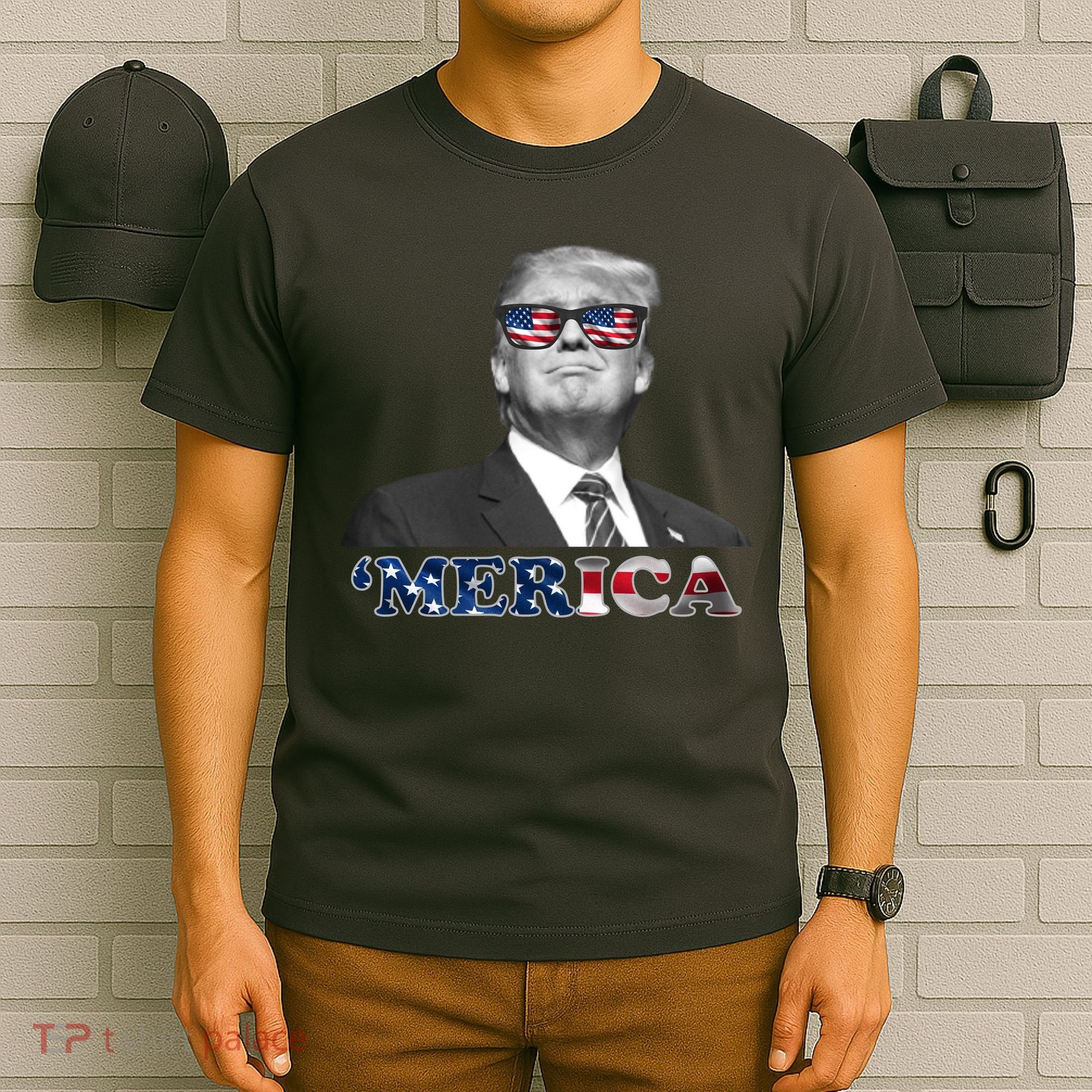 President Donald Trump Merica Patriotic USA Flag T-Shirt